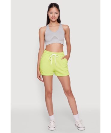 Chic Drawstring High Waisted Sweatshorts with Fixed Cuffs