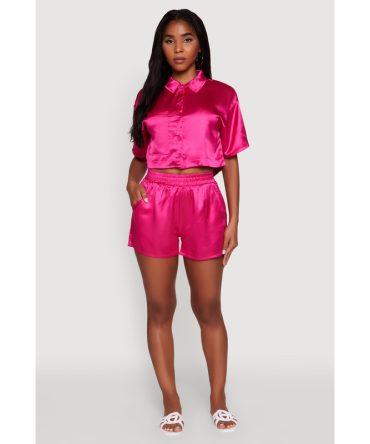 Chic Satin High Waisted Shorts