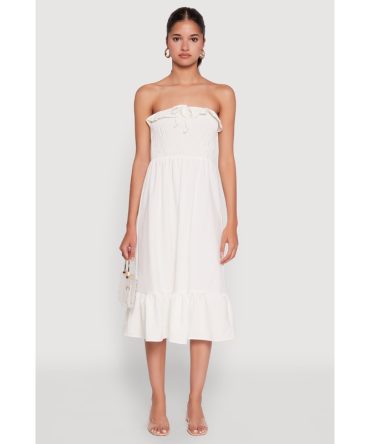 Chic Smocked and Ruffle Tiered Peasant Dress