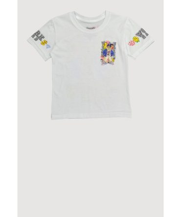 Little Boys Work Hard Teddy Graphic Crew Neck Tee