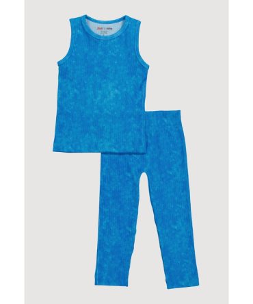 Little Girls Mineral Wash Seamless Tank Top and Leggings Set