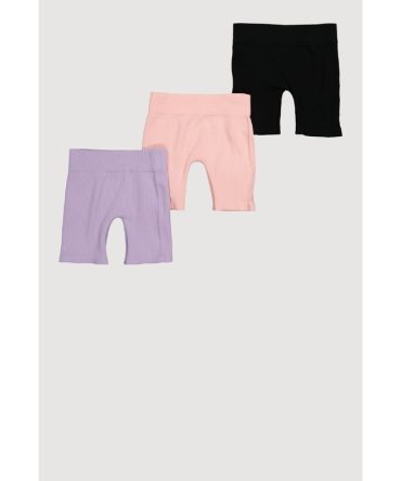 Little Girls Trendy Rib Knit Bike Shorts 3 Pack