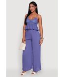 Stylish Plisse High Waisted Palazzo Pants with Twist Front Waist