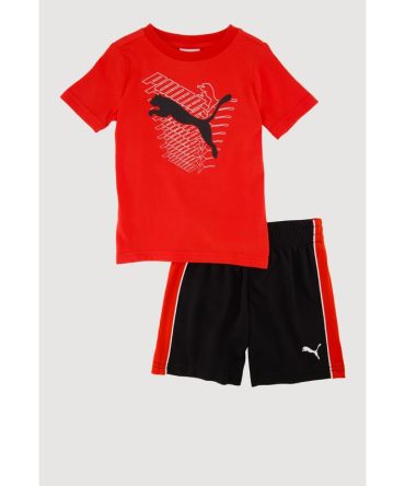 Toddler Boys Puma Graphic Jersey Mesh Tee and Shorts Set