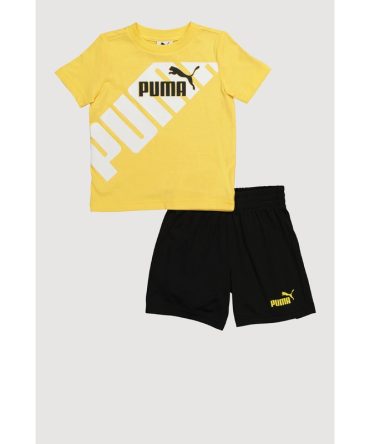 Toddler Boys Puma T Shirt and Jersey Mesh Shorts 2 Piece Set