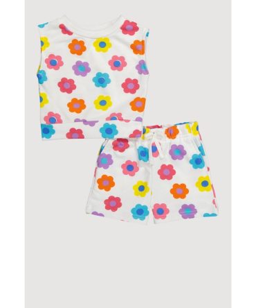 Toddler Girls Flower Print Sleeveless Top and Sweatshorts Set