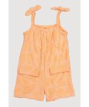 Toddler Girls Heart Pattern Terry Cloth Romper with Bow Straps