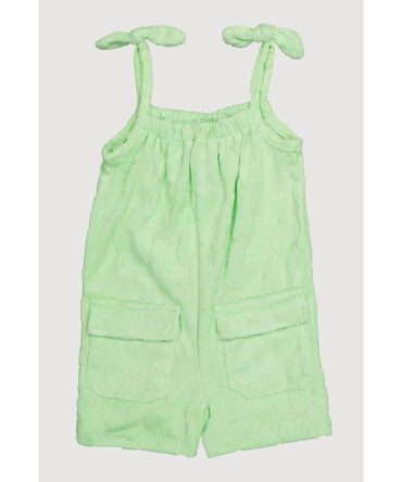 Toddler Girls Terry Cloth Sleeveless Romper with Tie Shoulder