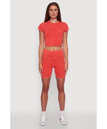 Trendy Acid Wash Bike Shorts