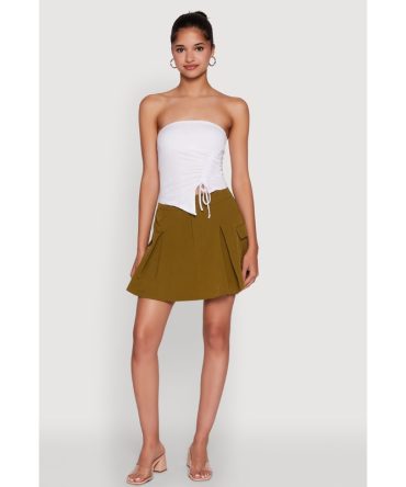 Trendy High Waisted Pleated Skort with Cargo Pockets