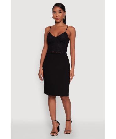 Ambiance Lace Overlay Cropped V Neck Cami
