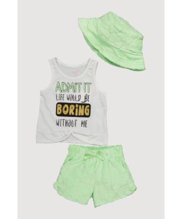 Baby Girls 12-24M Terry Cloth Glitter Tank Top and Shorts with Hat