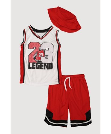 Boys 23 Legend Basketball Jersey and Shorts with Hat