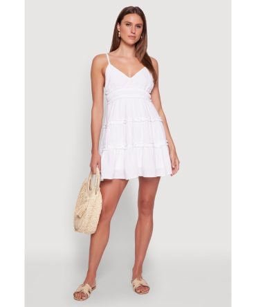 Chic Gauze Knit Sleeveless Tiered Dress