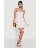 Contrast Trim Tie Front Side Slit Dress