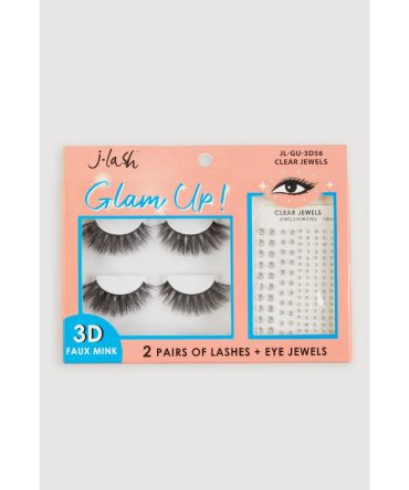 Elegant False Eyelashes with Clear Jewels for Glamorous Eyes