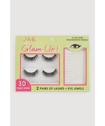 Elegant False Eyelashes with Holographic Pearls for Glam Makeup