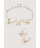 Denim Detail Flower Drop Earrings