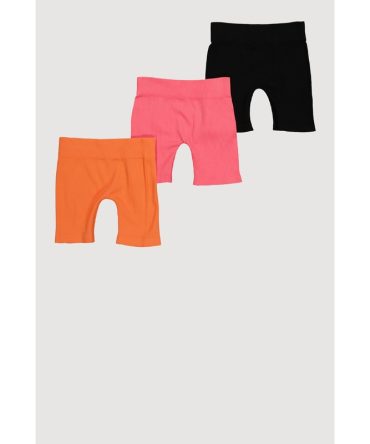Little Girls Seamless Ribbed Knit Bike Shorts 3 Pack