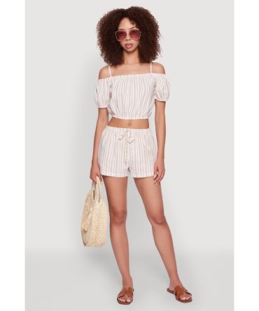 Madden Girl Striped Drawstring Shorts