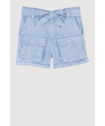 Toddler Girls Trendy Denim Cargo Shorts with Tie Waist Belt