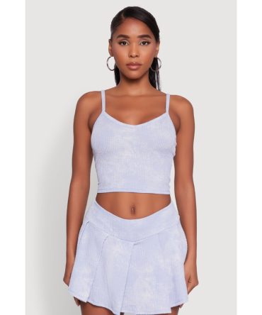Trendy Acid Wash V Neck Cropped Cami