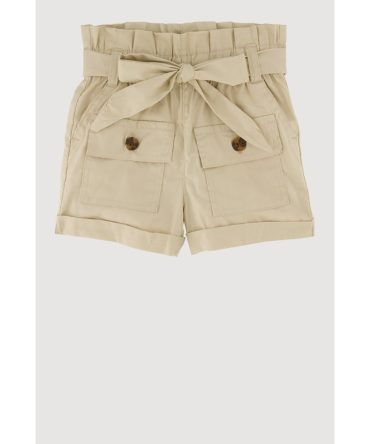 Trendy Fixed Cuffs Cargo Shorts with Tie Waist Belt