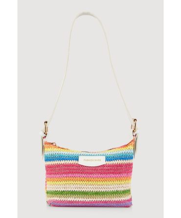 Trendy Multi Color Striped Shoulder Bag