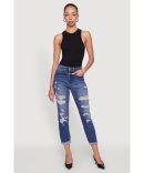 Denim Trim High Slit Midi Dress
