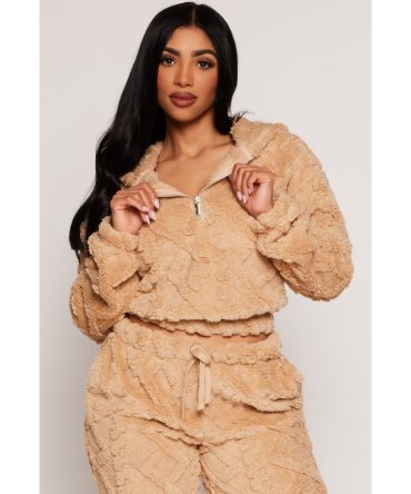 Almost Famous Faux Fur Half Zip Hoodie