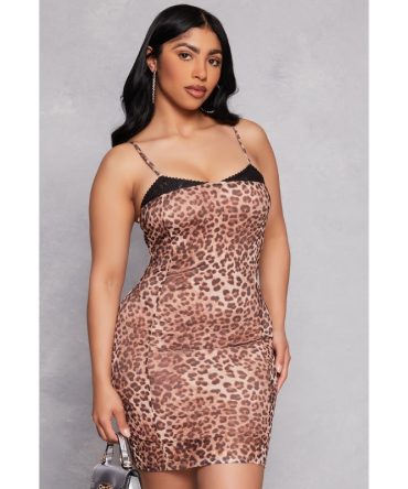 Almost Famous Lace Detail Patterned Cami Dress