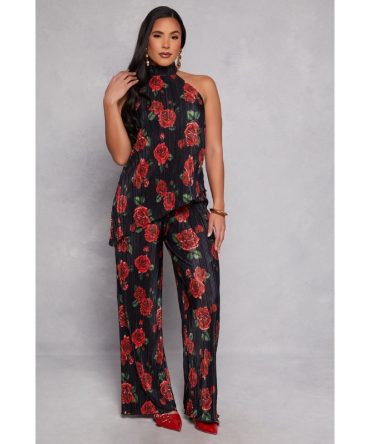 Almost Famous Patterned Plisse Pants