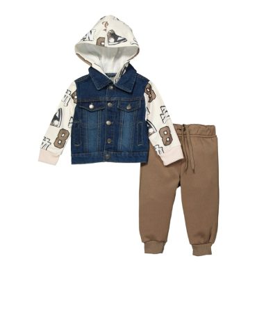 Baby Boys 12-24M Denim Hooded Jacket and Joggers