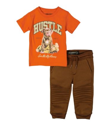 Baby Boys 12-24M Hustle Dog Graphic Tee and Moto Joggers