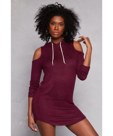 Cold Shoulder Hoodie Dress