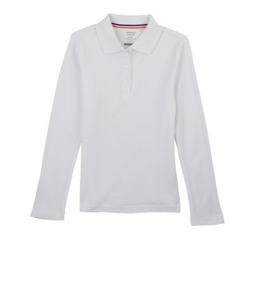 French Toast Girls 7-14 Picot Collar Interlock Long Sleeve Polo