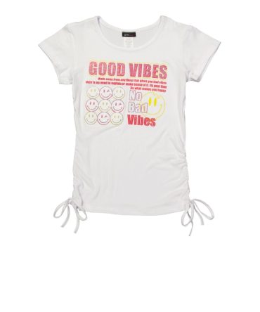 Girls Good Vibes Smiley Face Graphic Top
