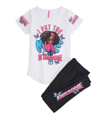 Girls I Put The Me In Awesome Tee with Leggings