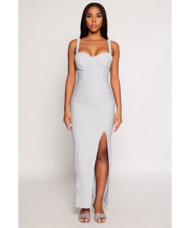 Haute Monde Side Slit Bustier Maxi Dress