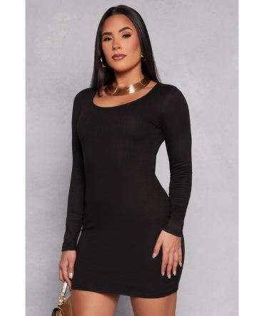 Scoop Neck Long Sleeve Dress