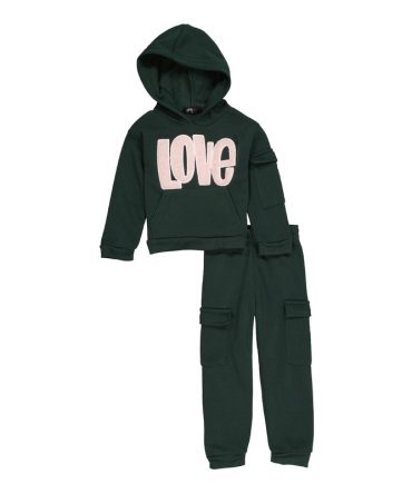 Toddler Girls Love Cargo Sweatshirt and Joggers