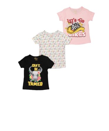 Toddler Girls Western Graphic Print Tees Set of 3