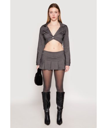 Almost Famous Pinstripe Pleated Mini Skirt