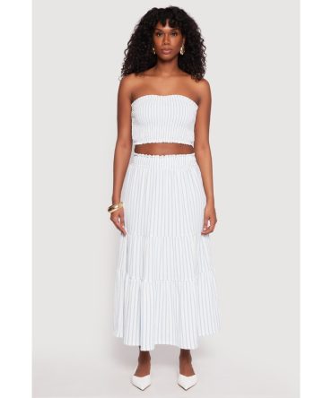 Almost Famous Striped Textured Knit Maxi Skirt