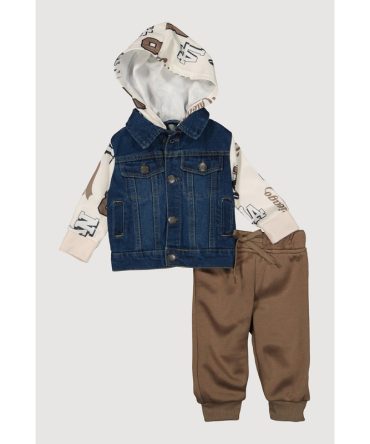 Baby Boys 0-9M Denim Hooded Jacket and Joggers