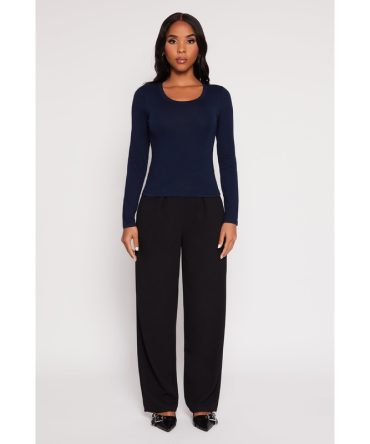 Basic Scoop Neck Long Sleeve Top