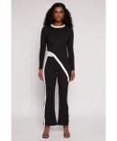 Crepe Knit Paper Bag Waist Belted Dress Pants