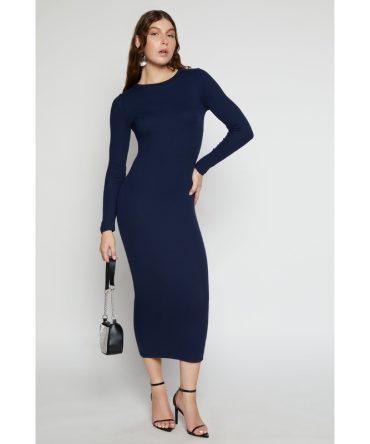 Daisy Ribbed Crew Neck Midi Dress