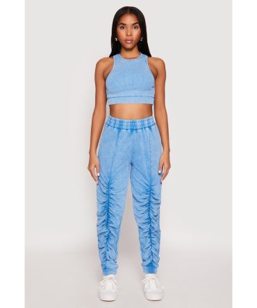 French Terry Acid Wash Stacked Joggers