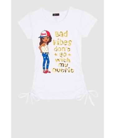 Girls 3D Foil Graphic Ruched Top